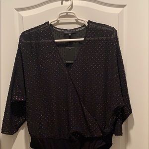 ELOQUII sheer body suit purple dots